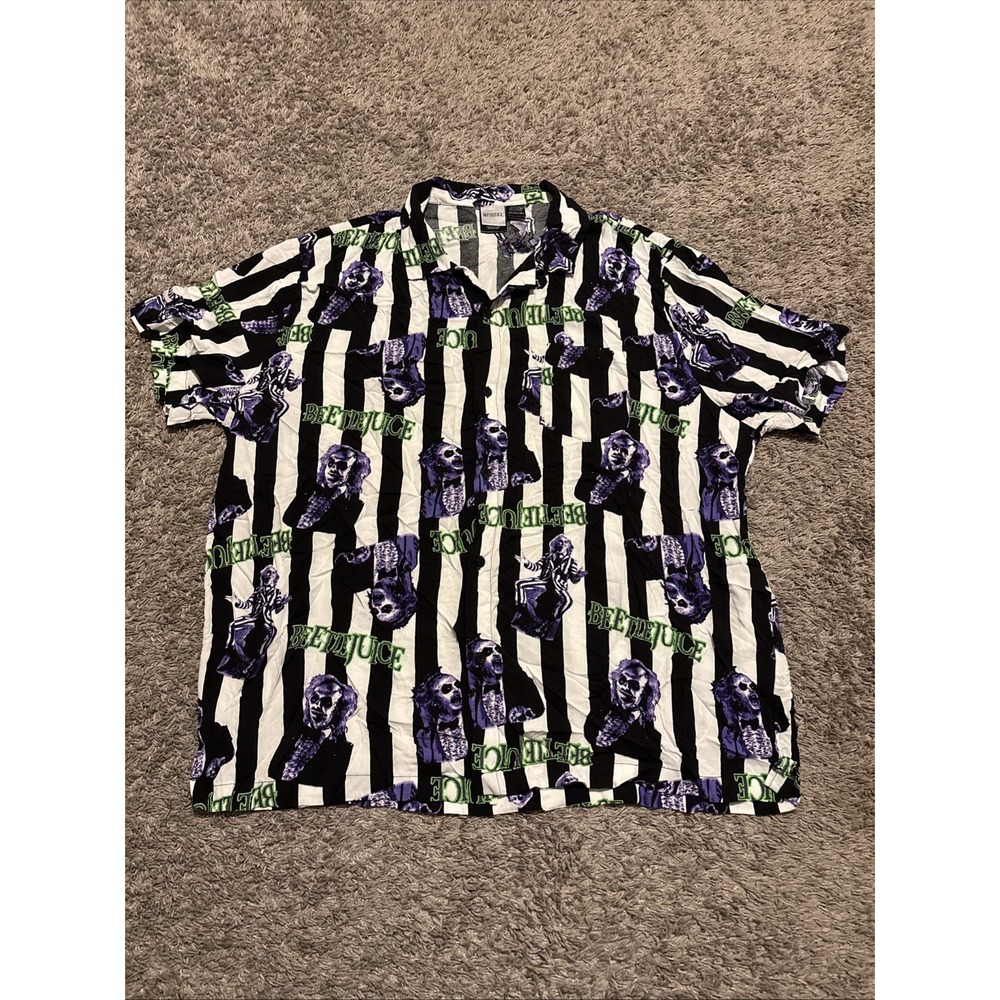 Beetlejuice Camp Hawaiian Shirt Button Up Stripes 3XL Shirt AOP‎ All Over Print